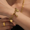 DIY Charm Bracelet Heart Bear Bow Rose Gold Steel Set view 1