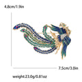Jeweled Long Tail Phoenix Brooch With Faceted Crystals And Polished Metal Details view 6