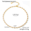Shell Pearl Clover Link Necklace Bracelet Gold Steel Styles view 9