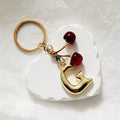 Gold Tone Cherry-Drop Bubble Letter Keychains from A to Z view 9