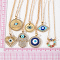 Gold Evil Eye Pendant Necklaces Rhinestone Styles 6 Designs view 3