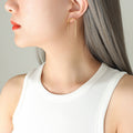 U-Shape Tube Chain Drop Stud Earrings Gold Steel Pair view 1