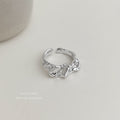 Silver Tone Open Link Pattern Adjustable Ring For Women view 3