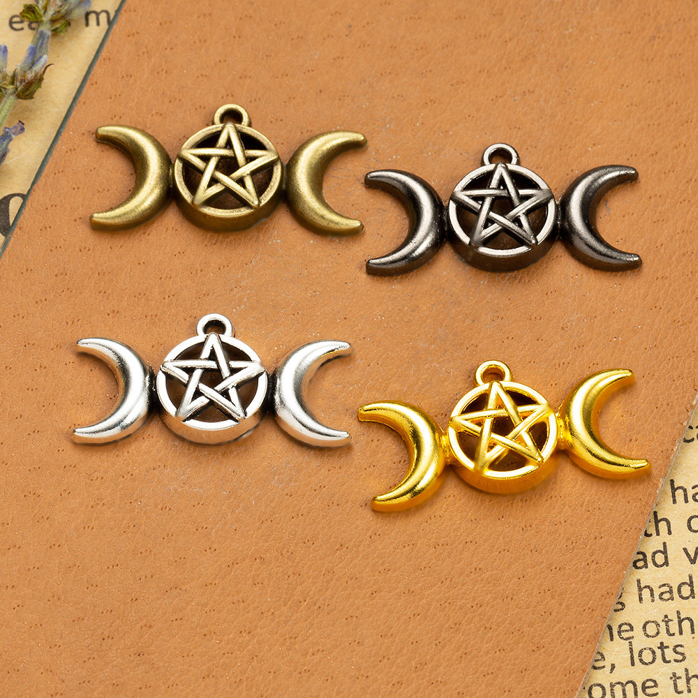 30x17mm Alloy Moon and Star Charm Pendant