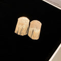 Metal Fringe Earrings In Gold And Silver Tones With Polished Metal Tone Details view 6