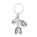 Silver Cowboy Hat Horseshoe Keychain Western Horse Charms view 5