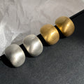 Brushed Rounded Rectangle Stud Earrings in Two Tones view 3