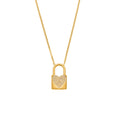 Heart Padlock Zircon Pendant Necklace Gold Or Steel Tone view 5