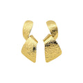 Textured Geometric Drop Earrings in Gold and Silver Tones view 5