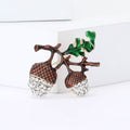 Double Acorn Brooch With Green Enamel Leaves Jacket and Scarf Accessory view 1