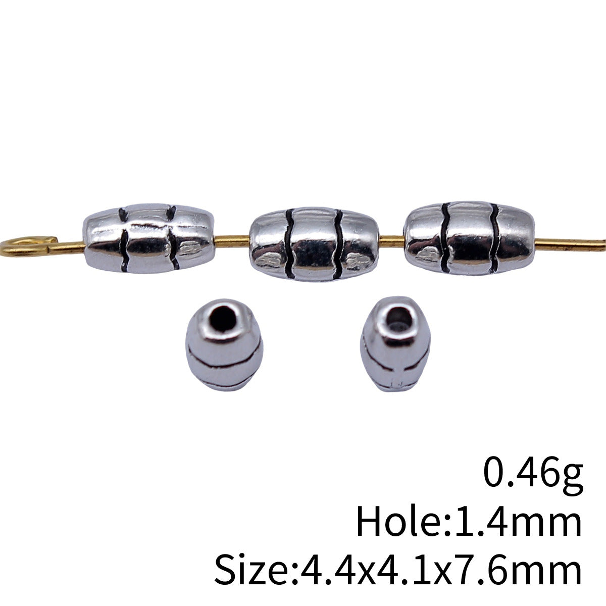 4.4x4.1x7.6mm 0.46g Antique Silver Zinc Alloy Small Hole Spacer Beads for DIY Bracelet Necklace Jewelry