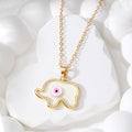 Gold Tone Elephant Evil Eye Pendant Necklace 7 Colors view 10