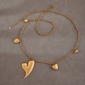 Long Asymmetrical Heart Station Necklaces in Gold and Silver Tone view 4