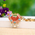 Jeweled Ruyi Lock, Apple and Braided Wrist Loop Keychain Options view 3
