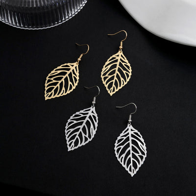 Primary supplied view of openwork leaf long hook earrings