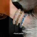 Silver Tone Hinged Crystal Bracelet In Multicolor Blue Or Champagne view 2