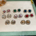 Gold Halo Geometric Rhinestone Necklace Bracelet Stud Mix view 3