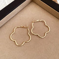 Flower Outline Hoop Earrings in Gold Red and Silver view 6