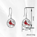Red Bird Branch Disc Drop Earrings in Silver Tone Jewelry view 4