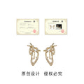 Gold and Silver Geometric Pearl Pave Abstract Drop Earrings view 3