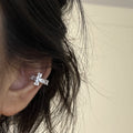 Silver Tone Crystal Cross Ear Cuff for One Ear Jewelry Design view 3