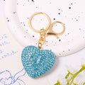 Rhinestone Heart Keychain Gold Tone Ring Clasp 5 Colors view 7