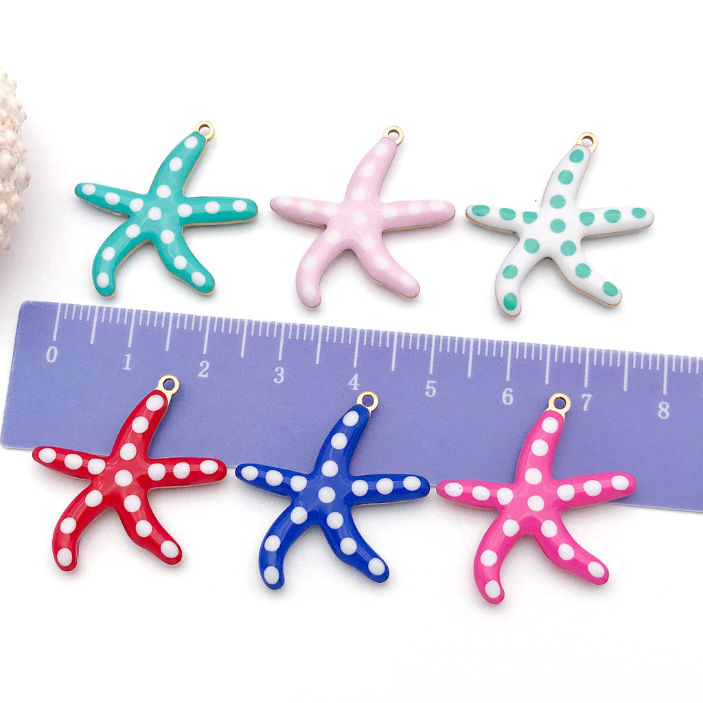 Enamel Stainless Steel Starfish Charm Pendant for DIY Earrings Necklace Jewelry Making
