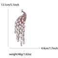 Long Crystal Peacock Brooch in Four Colors for Jackets, Coats, and Scarves view 6