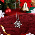 Silver Tone Snowflake Pendant Necklace with Clear Crystals view 3