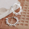 Silver Tone Lotus Petal Openwork Hoop Earrings Metal Alloy view 1