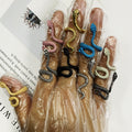 Colorful Sculpted Snake Adjustable Rings in Eight Finishes view 1