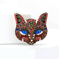 Enamel Fox Head Brooch Rhinestone Eyes Four Color Styles view 2