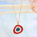 Gold Tone Layered Enamel Evil Eye Pendant Necklaces in Seven Designs view 9