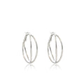 Gold and Silver Double Crossover Large Hoop Earrings view 5