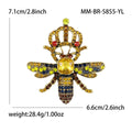 Antique Gold Crowned Bee Brooch Yellow Center Rhinestones view 6