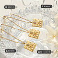 Square Sun Hand Relief Pendant Necklace Gold Steel Zircon view 2