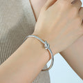 Open Knot Cuff Bangle Thick Wire Gold Or Steel Tone view 6