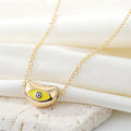 Gold Tone Rounded Bean Evil Eye Pendant Necklaces in Three Colors view 2