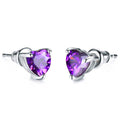 Heart-Shaped Solitaire Stud Earrings In Seven Stone Colors view 9