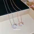 Crystal Flower Pendant Necklace in Rose Gold and Silver view 2