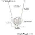 Double Layer Heart Zircon Stainless Steel Earrings Necklace Ring view 11