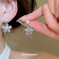 Pearl And Crystal Flower Drop Earrings With Polished Metal Details view 3