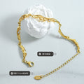 Gold Irregular Organic Link Bracelet Clear Stones Lobster Clasp view 2