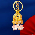 Illuminated Pumpkin Carriage Keychain With Pink Floral Bead Tassels view 2