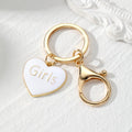 Gold Enamel Girls Heart and Round Keychain 8 Styles view 8