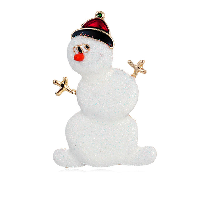 Gold Tone Silver Tone Christmas Snowman Enamel Metal Brooch Pin