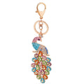 Jeweled Peacock Keychain with Blue Enamel and Multicolor Crystal Tail view 5