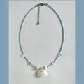 Pale Blue Beaded Necklace with White Shell Drops in Two Coastal Styles view 7