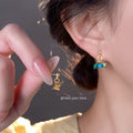 Gold Asymmetric Bird Stud Earrings Multicolor Stone Pair view 2