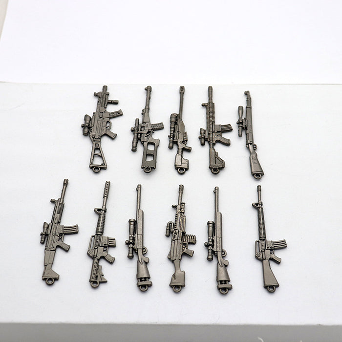 Gunmetal-Tone Metal Rifle Charms, Mixed Firearm Designs